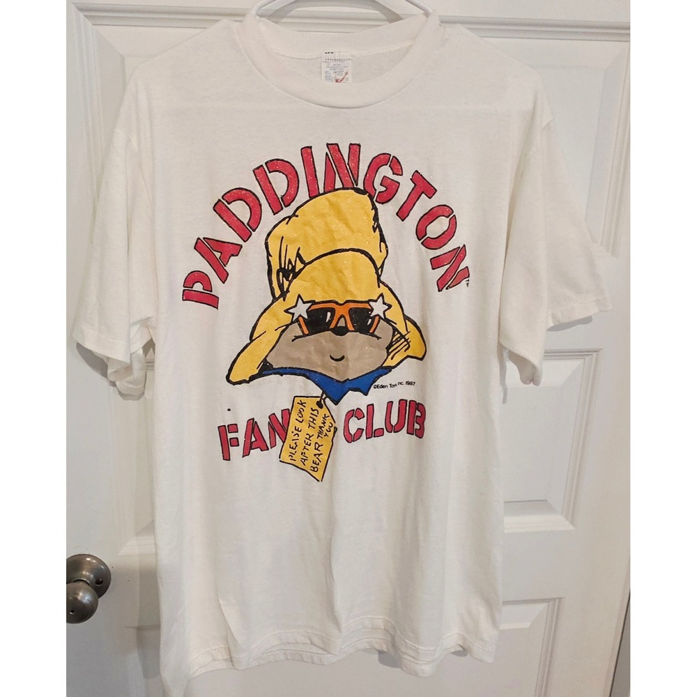 Vintage Paddington Bear Fan Club T-Shirt Mens XL White Cotton 1987 Eden Toys 80s